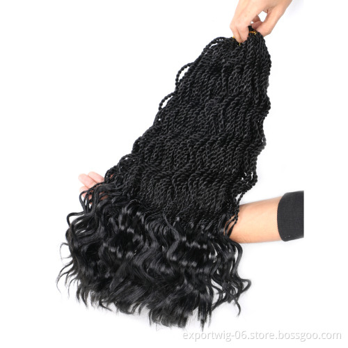 Wavy Senegalese Twist Hair Extensions With Curly Ends Crochet Braids For Women Synthetic Hair 35 Strands Twist Braiding Hair
